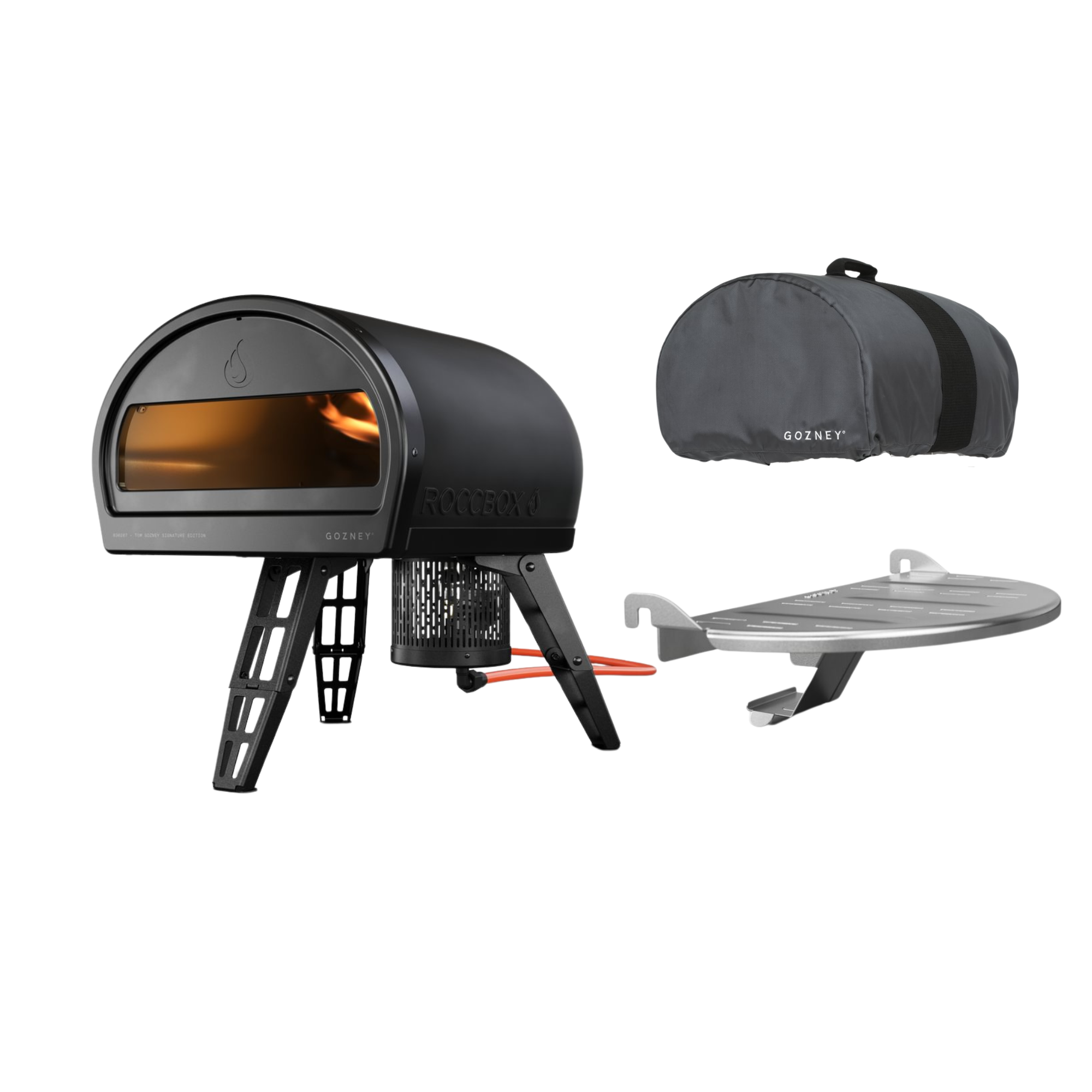 Gozney Roccbox Pizzaofen mit Abdeckhaube und Frontablage-Matt Schwarz
