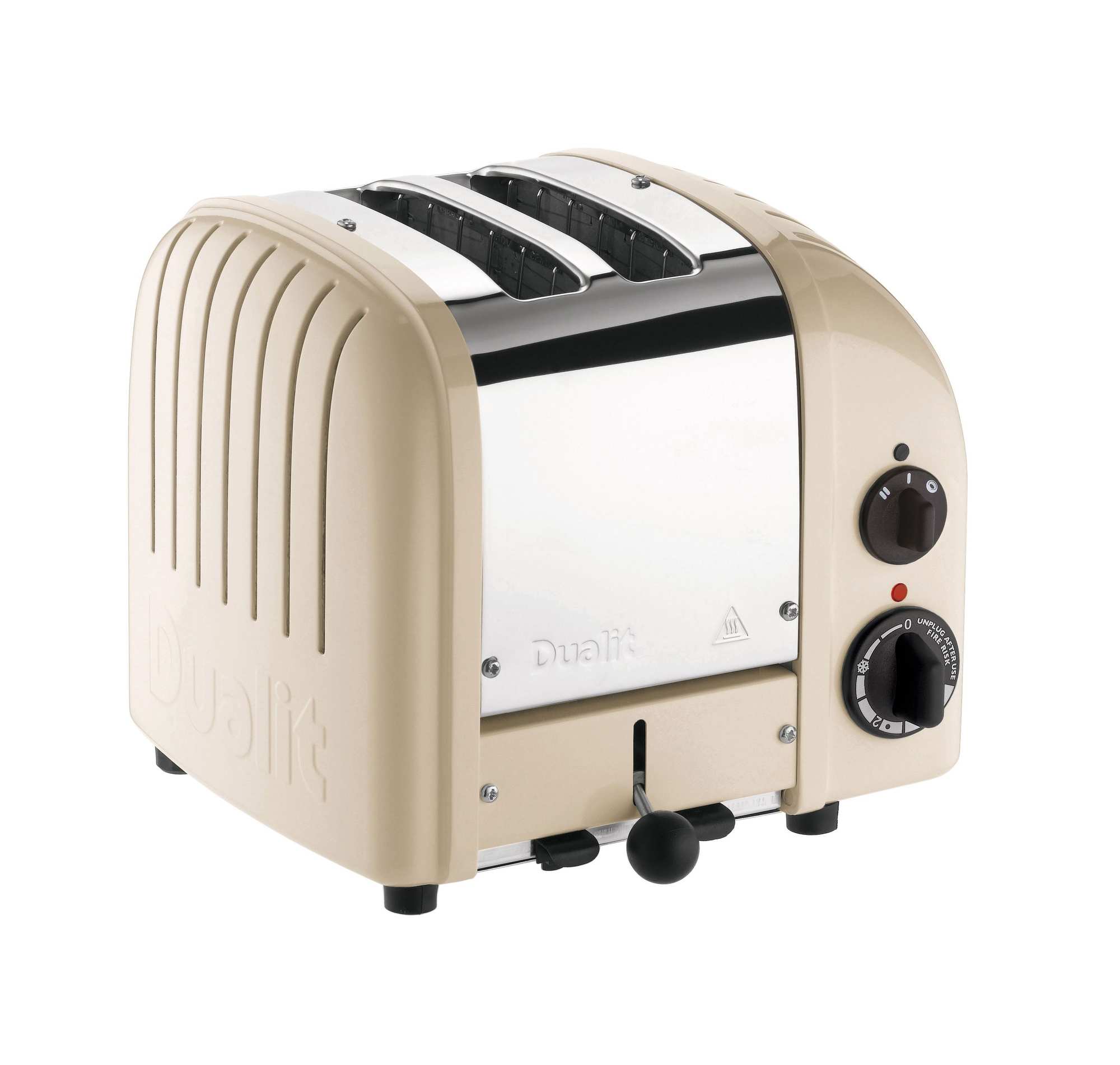 Dualit Toaster mit zwei Schlitzen in der Farbe Creme vor weißen neutralen Hintergrund