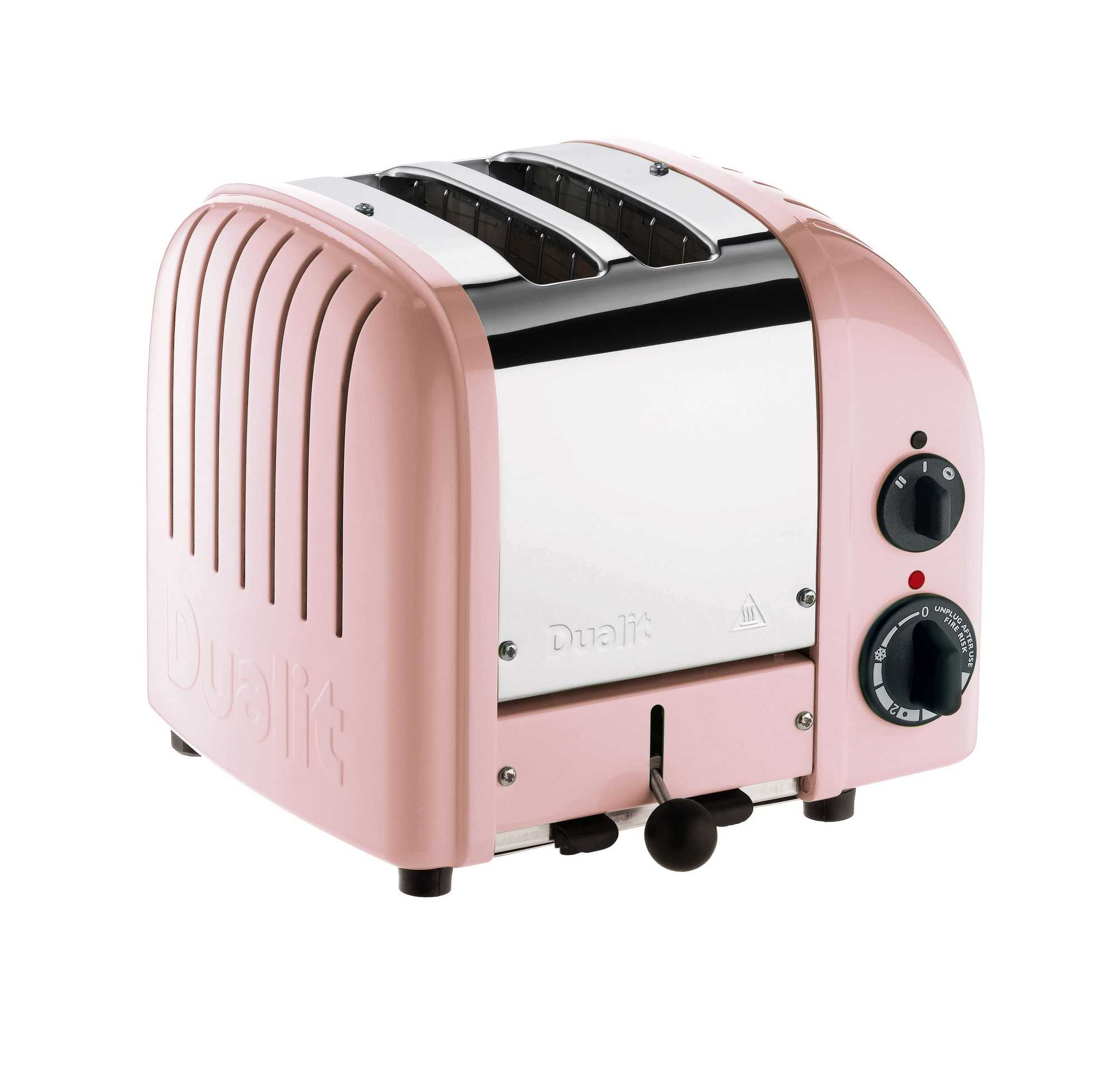 Dualit Toaster mit zwei Schlitzen in der Farbe Pink vor weißen neutralen Hintergrund