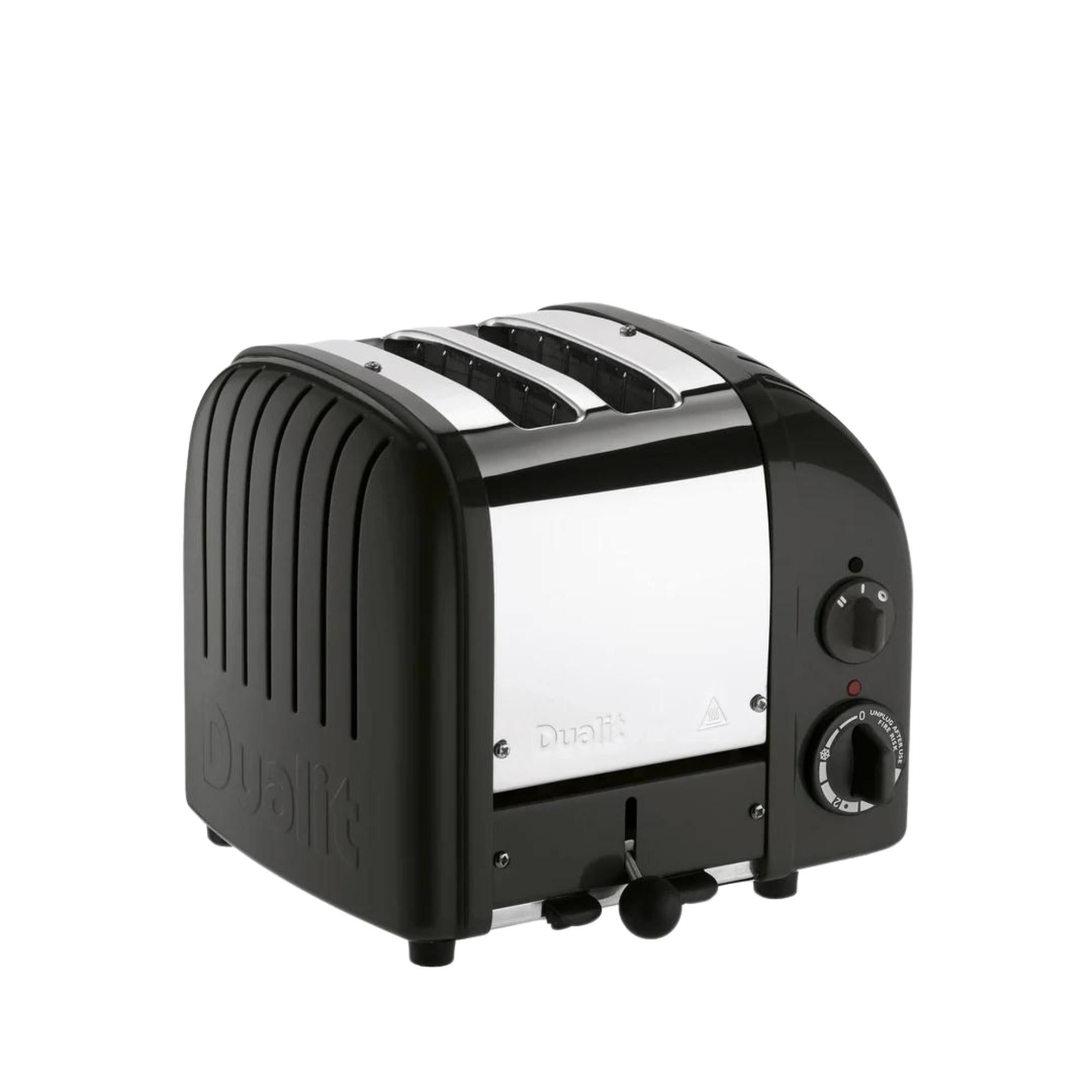 Dualit Toaster mit zwei Schlitzen in der Farbe Matt Schwarz vor weißen neutralen Hintergrund