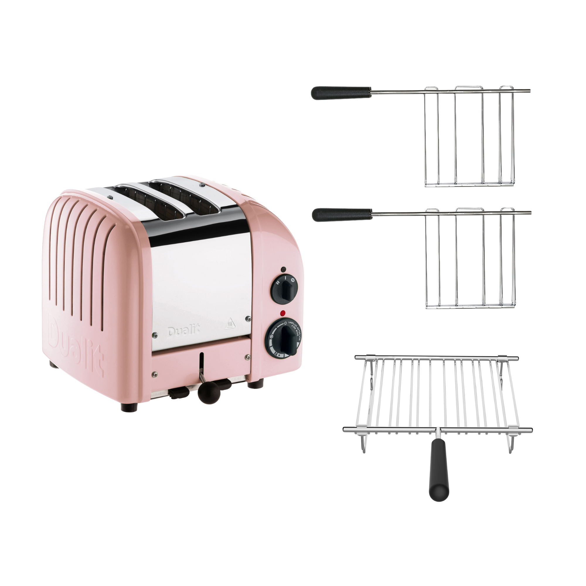 Dualit Toaster Paket 3, 2er Toaster mit Brötchenaufsatz und zwei Sandwichzangen