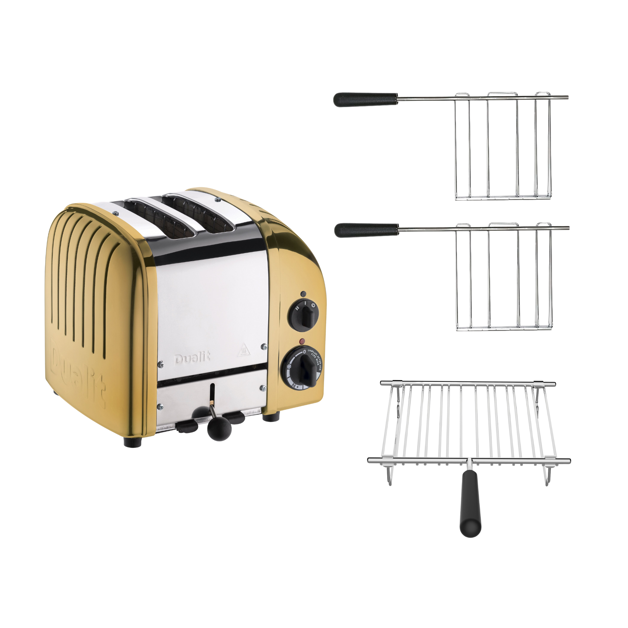 Dualit Toaster Paket 3, 2er Toaster mit Brötchenaufsatz und zwei Sandwichzangen