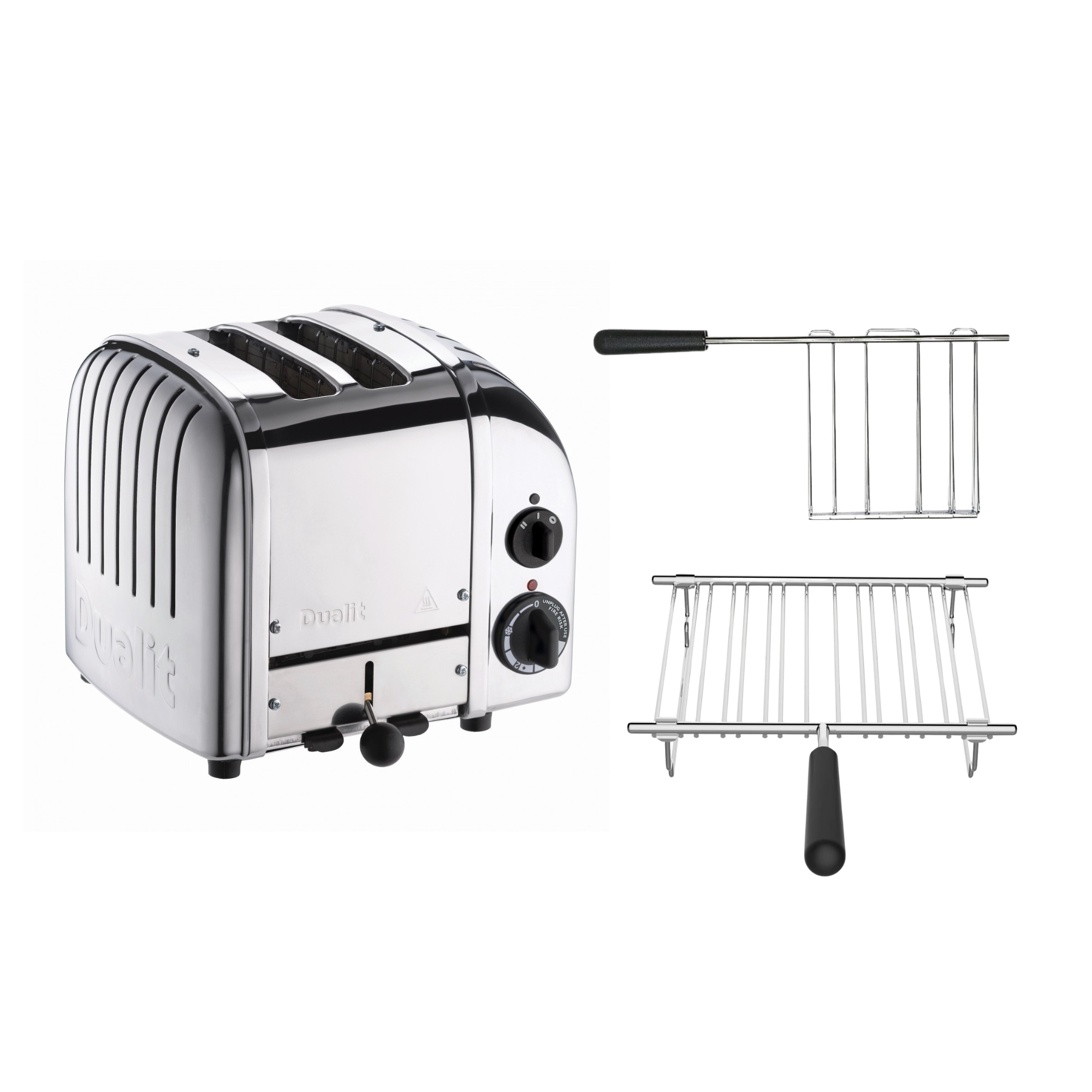 Dualit Toaster Paket 2, 2er Toaster mit Brötchenaufsatz und Sandwichzange