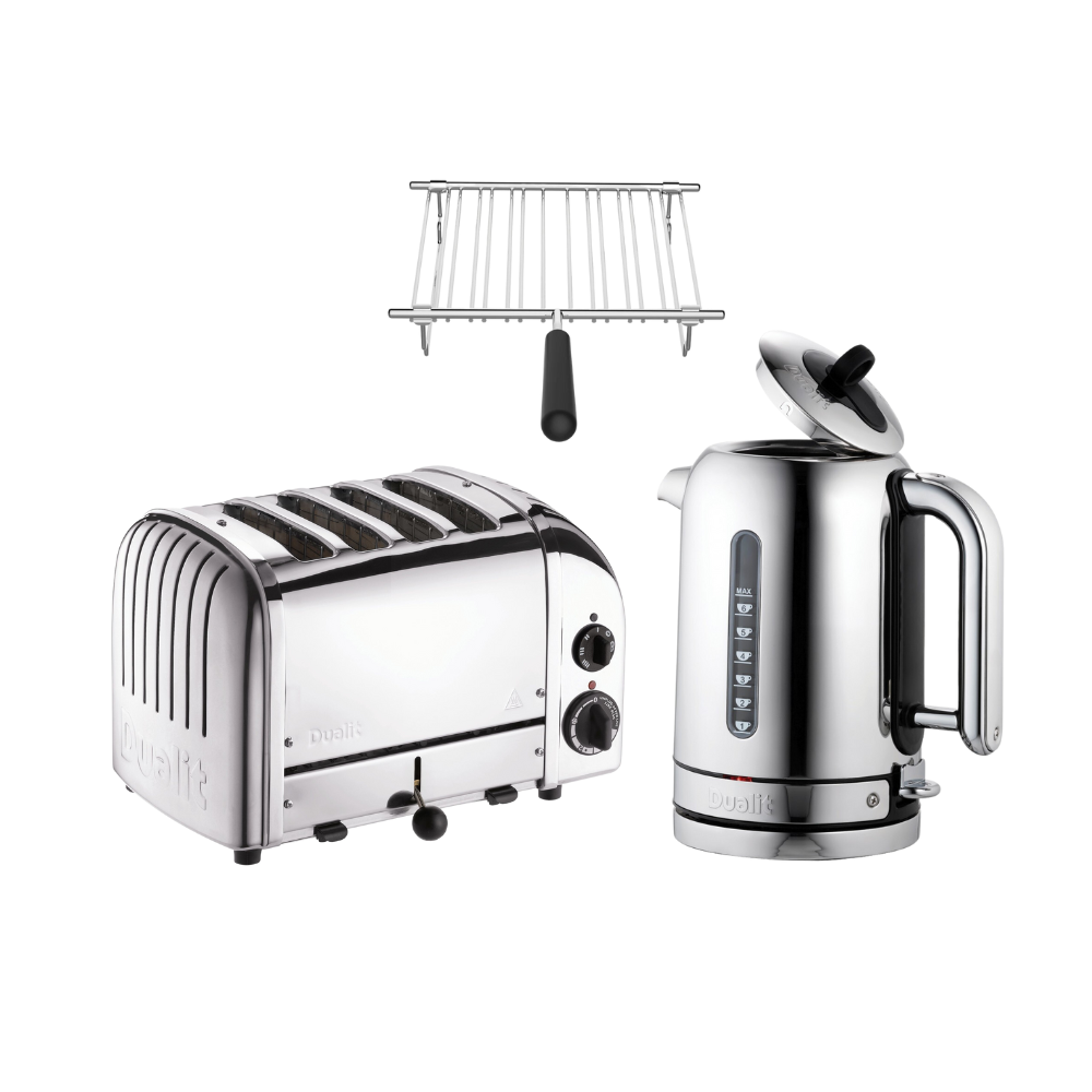 Dualit Frühstücksset inkl. 4er Toaster + 1,7 L Wasserkocher und Brötchenaufsatz
