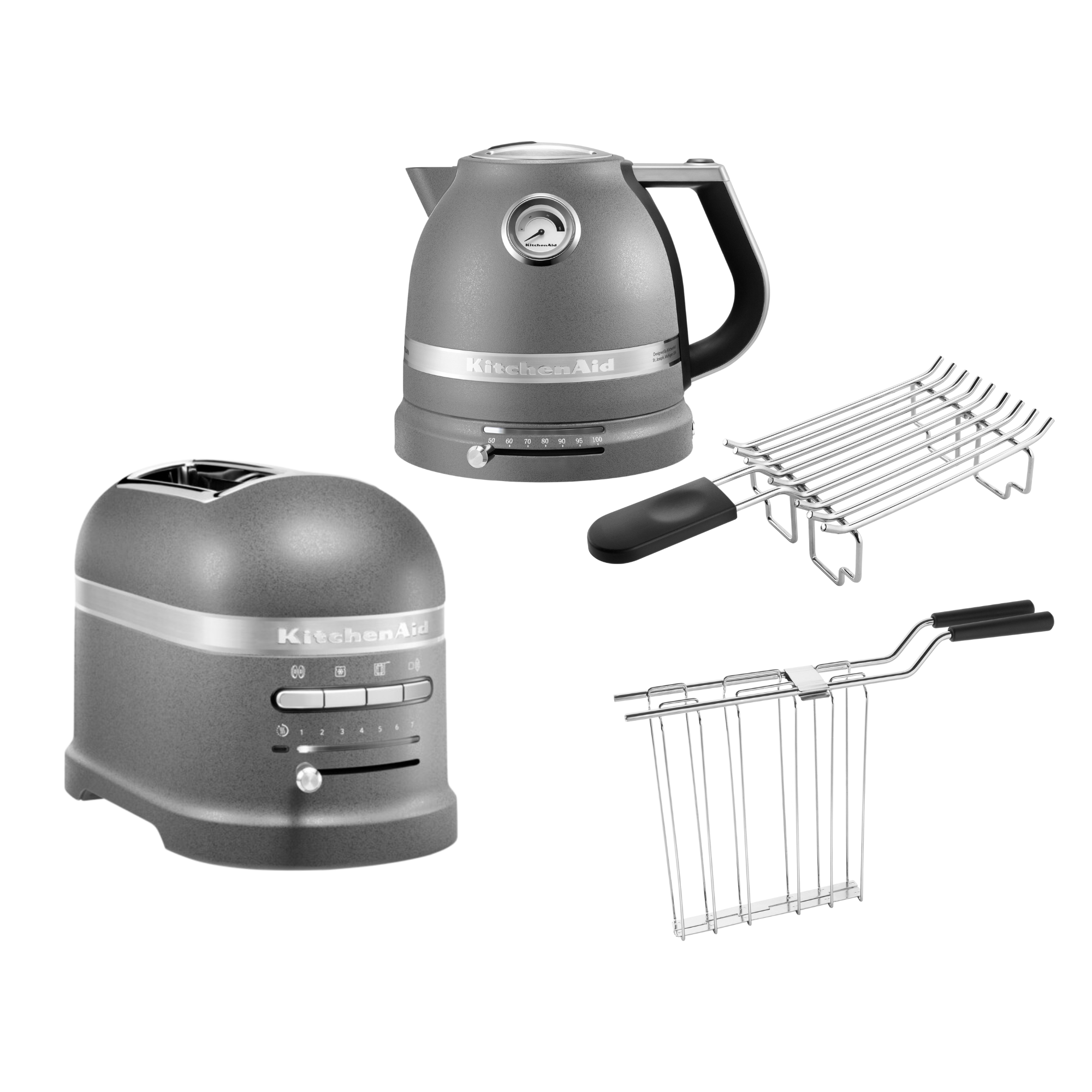 KitchenAid Artisan Frühstücksset inkl. Wasserkocher 5KEK1522, 2 Scheiben Toaster 5KMT2204 und Brötchenaufsatz