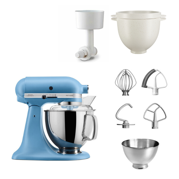 KitchenAid 4,8 L 5KSM175 Artisan Küchenmaschine Breadlover mit Messerschmidt Getreidemühlenvorsatz + Brotbackschüssel