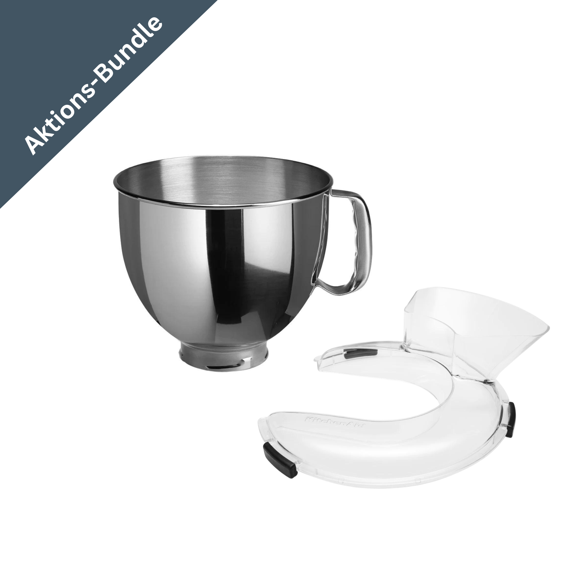 KitchenAid Edelstahlschüssel 4,8 L + Easy Snap Spritzschutz Paket-Default