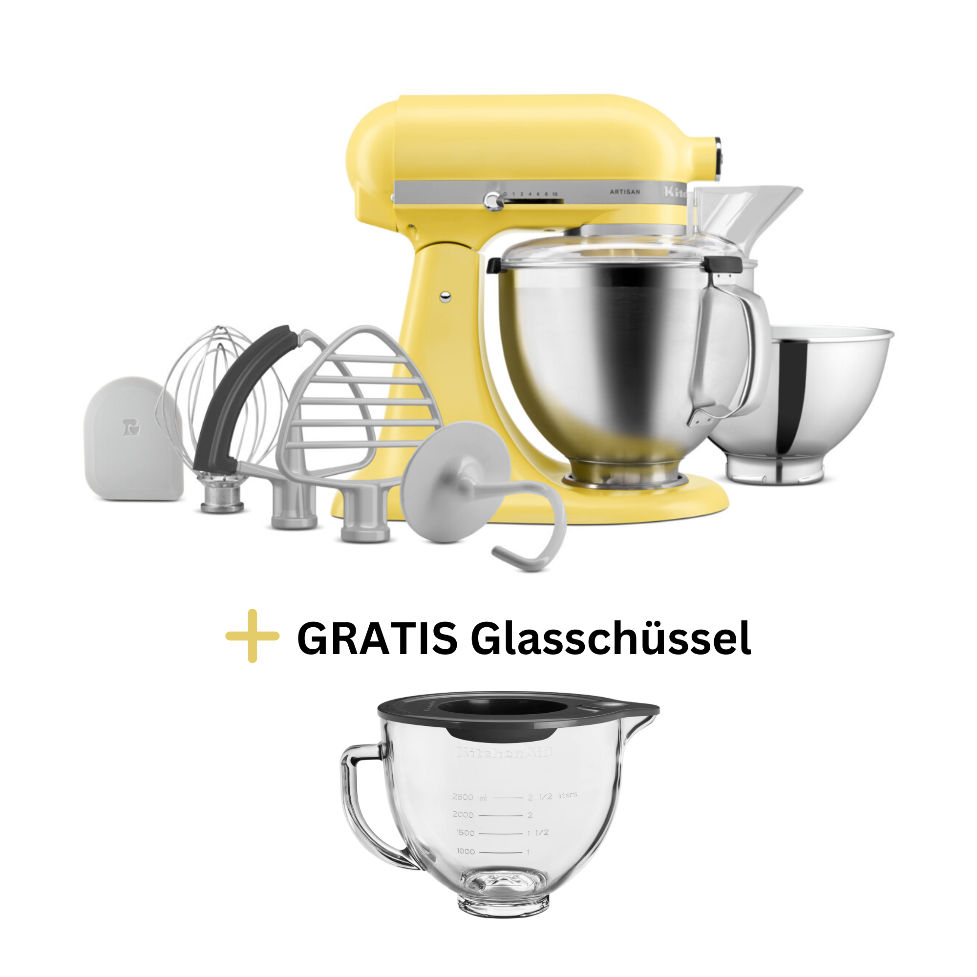 Küchenmaschine 4,7L Artisan 5KSM195PSEBT Küchenmaschine Butter inkl. GRATIS Glasschüssel-Default Title