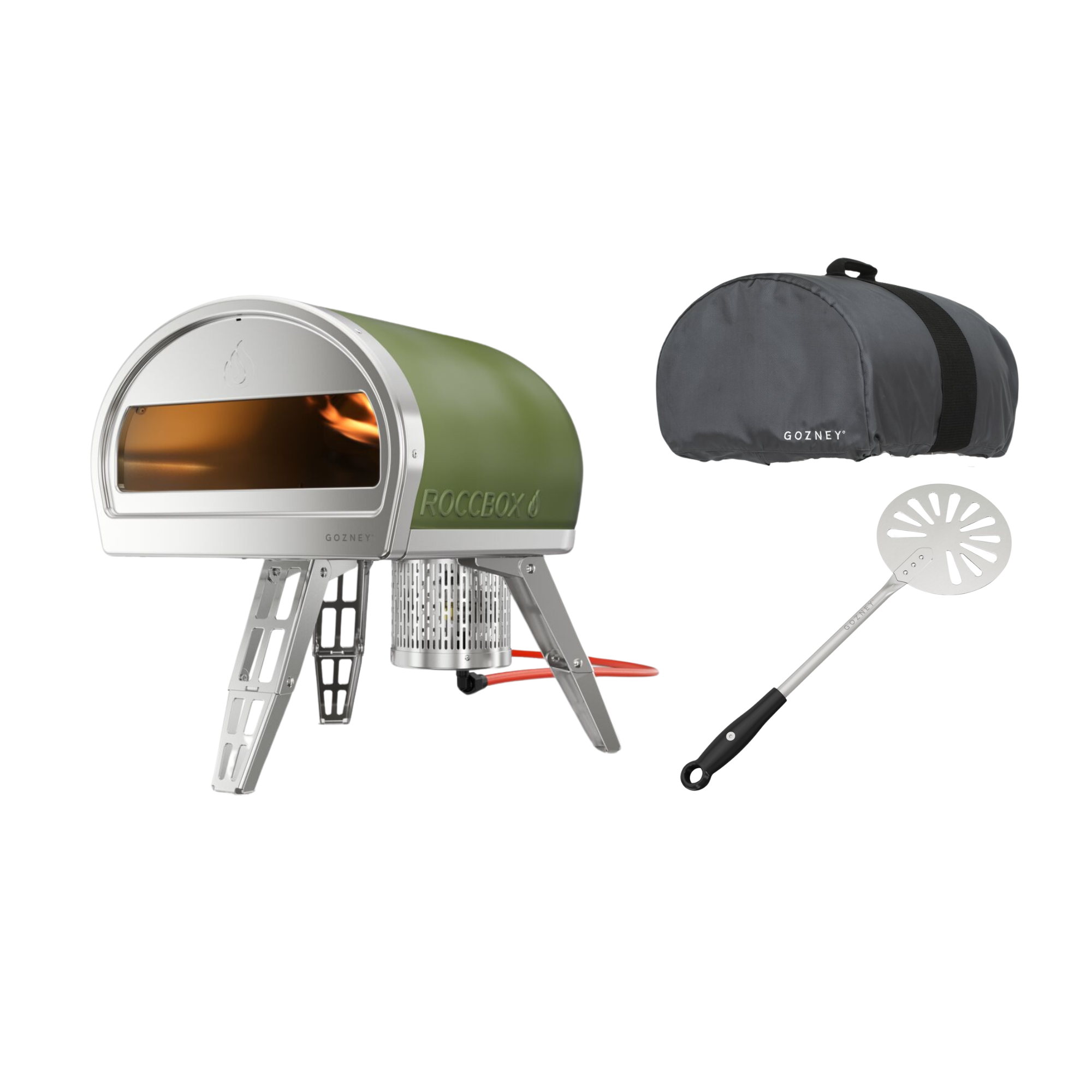 Gozney Roccbox Pizzaofen mit Abdeckhaube und Roccbox Pizzawender