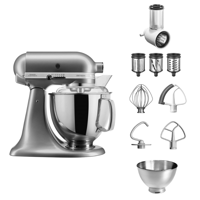 KitchenAid 4,8 L 5KSM175 Artisan Küchenmaschine Beginnerset mit Gemüseschneider