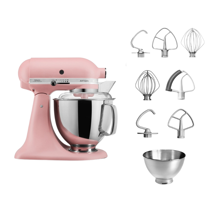 KitchenAid 4,8 L 5KSM175 Artisan Küchenmaschine Steellover mit Edelstahl-Werkzeugen