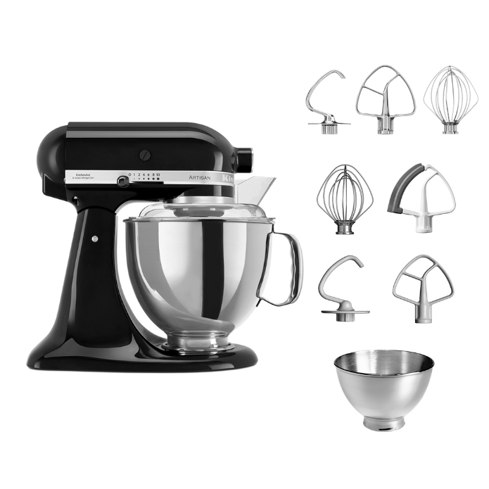 KitchenAid 4,8 L 5KSM175 Artisan Küchenmaschine Steellover mit Edelstahl-Werkzeugen