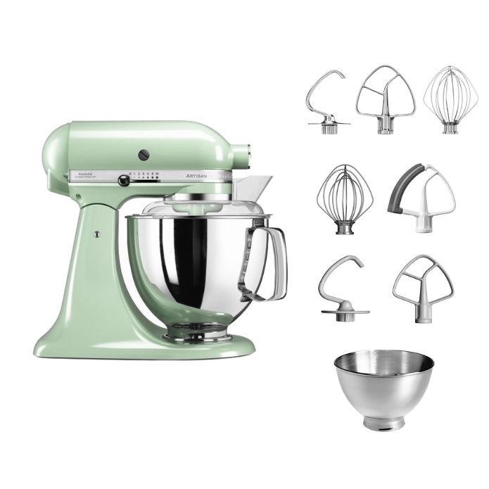 KitchenAid 4,8 L 5KSM175 Artisan Küchenmaschine Steellover mit Edelstahl-Werkzeugen