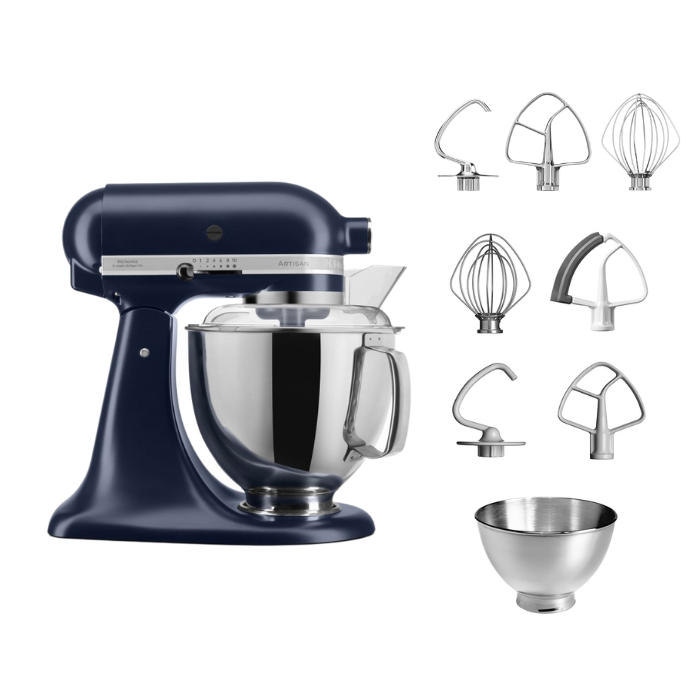 KitchenAid 4,8 L 5KSM175 Artisan Küchenmaschine Steellover mit Edelstahl-Werkzeugen