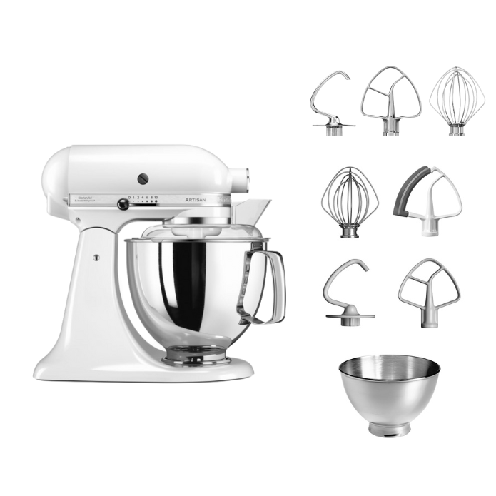 KitchenAid 4,8 L 5KSM175 Artisan Küchenmaschine Steellover mit Edelstahl-Werkzeugen