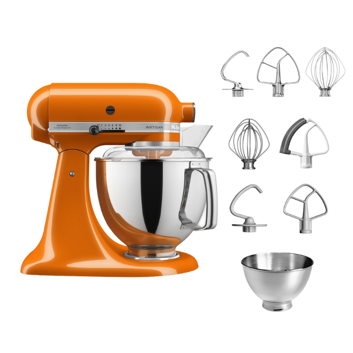 KitchenAid 4,8 L 5KSM175 Artisan Küchenmaschine Steellover mit Edelstahl-Werkzeugen