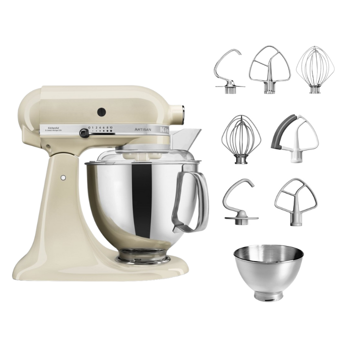 KitchenAid 4,8 L 5KSM175 Artisan Küchenmaschine Steellover mit Edelstahl-Werkzeugen