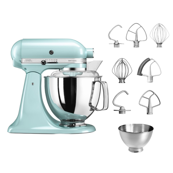 KitchenAid 4,8 L 5KSM175 Artisan Küchenmaschine Steellover mit Edelstahl-Werkzeugen