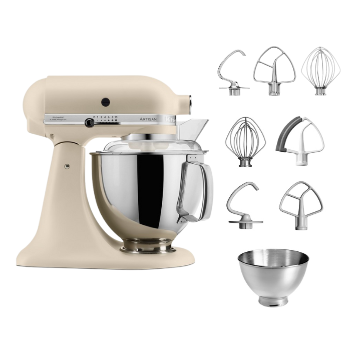 KitchenAid 4,8 L 5KSM175 Artisan Küchenmaschine Steellover mit Edelstahl-Werkzeugen