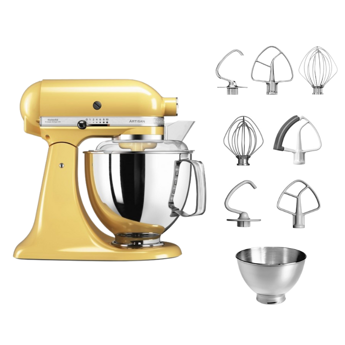 KitchenAid 4,8 L 5KSM175 Artisan Küchenmaschine Steellover mit Edelstahl-Werkzeugen