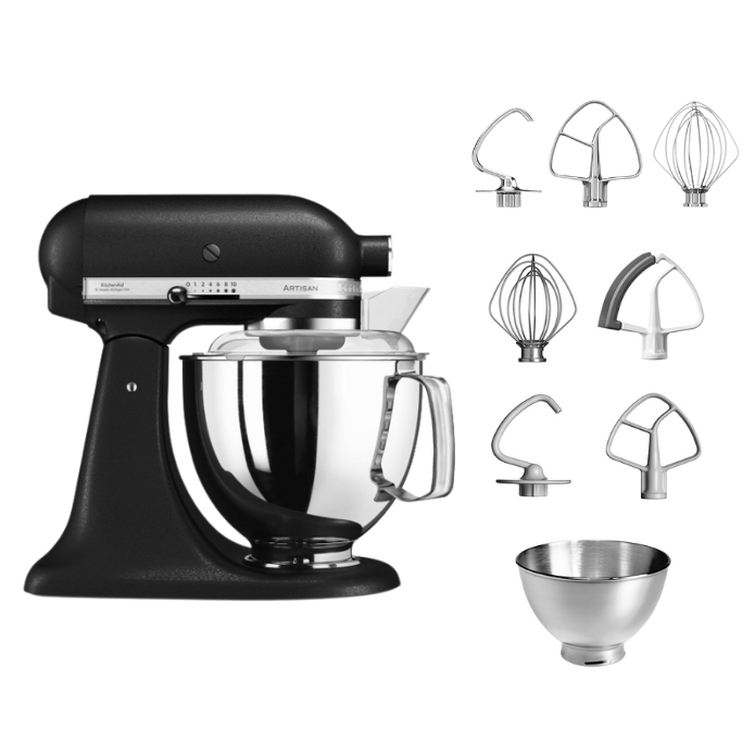 KitchenAid 4,8 L 5KSM175 Artisan Küchenmaschine Steellover mit Edelstahl-Werkzeugen