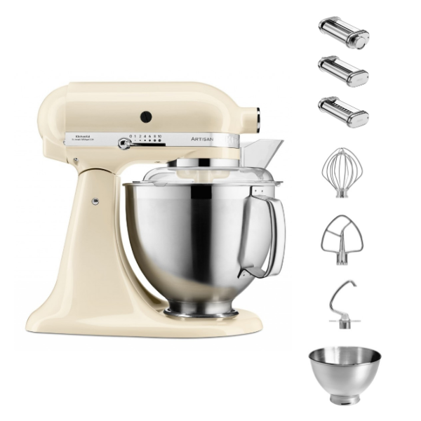 KitchenAid 4,8 L 5KSM185 Artisan Küchenmaschine Pastalover 3er Nudelwalzenset