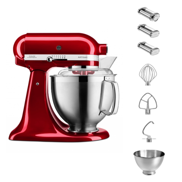 KitchenAid 4,8 L 5KSM185 Artisan Küchenmaschine Pastalover 3er Nudelwalzenset